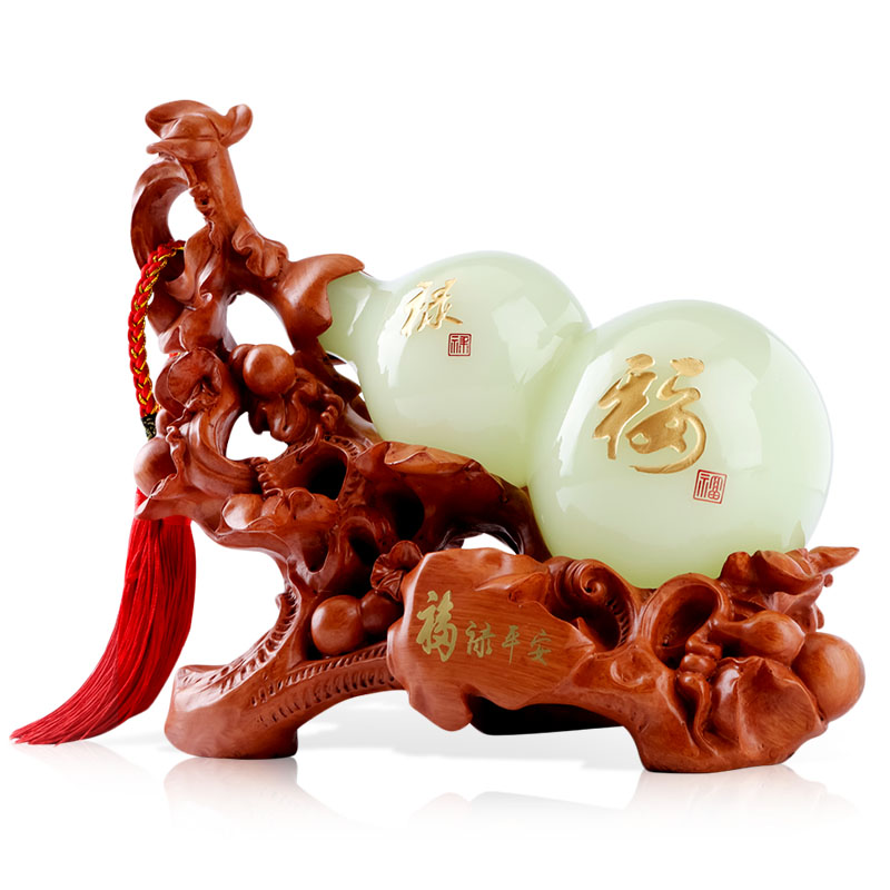 美帮汇白玉葫芦摆件琉璃玉葫芦家居客厅玄关酒柜装饰品乔迁礼品高清大图