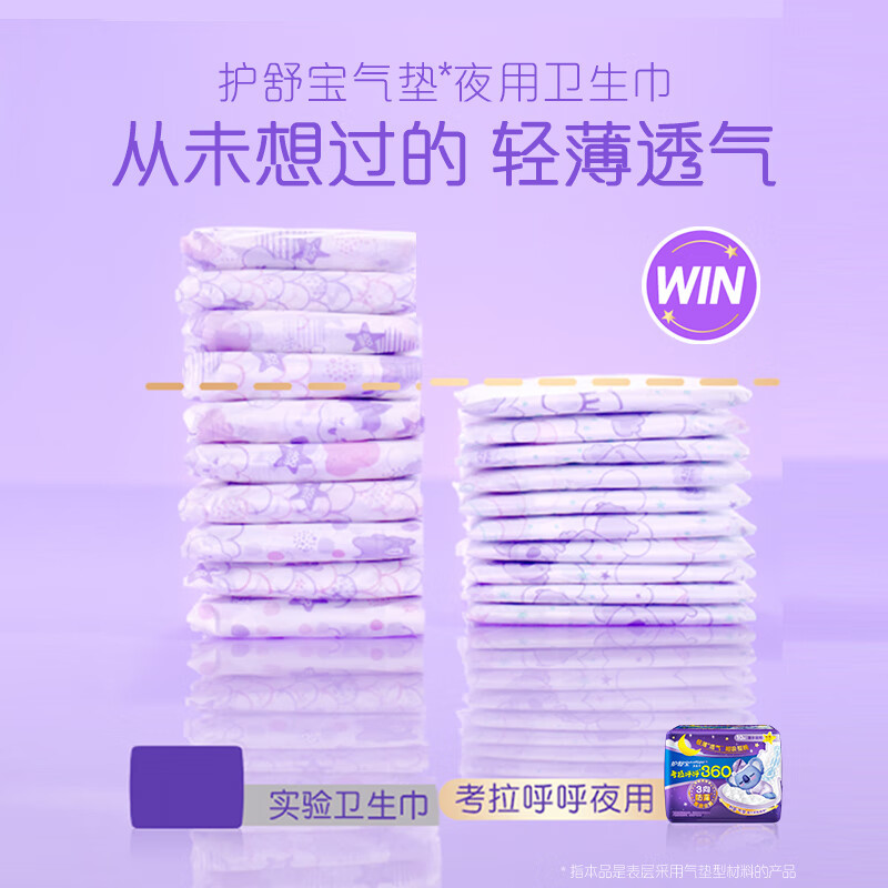 护舒宝卫生巾考拉呼呼棉柔极薄超长夜用360mm姨妈巾20片