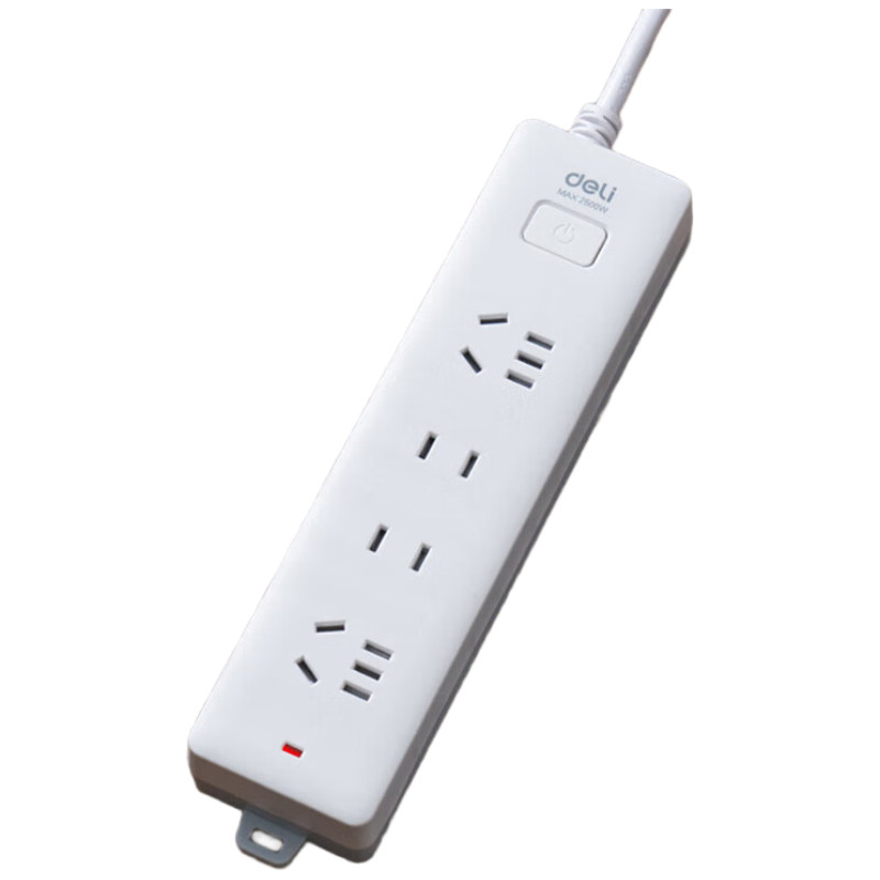 得力(deli)3C认证国标安全插座/插排/插线板/接线板/拖线板 总控开关 儿童保护门 4位3米 18251-03