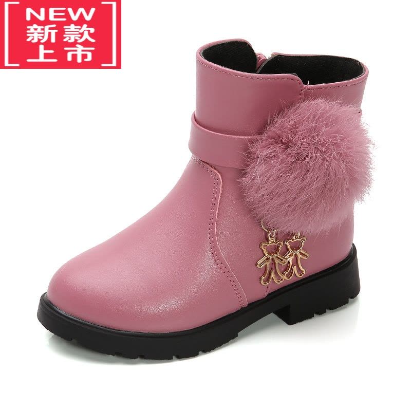 可莉允女童靴子冬季2022新款儿童雪地靴韩版中筒靴加绒小女孩公主皮短靴图片