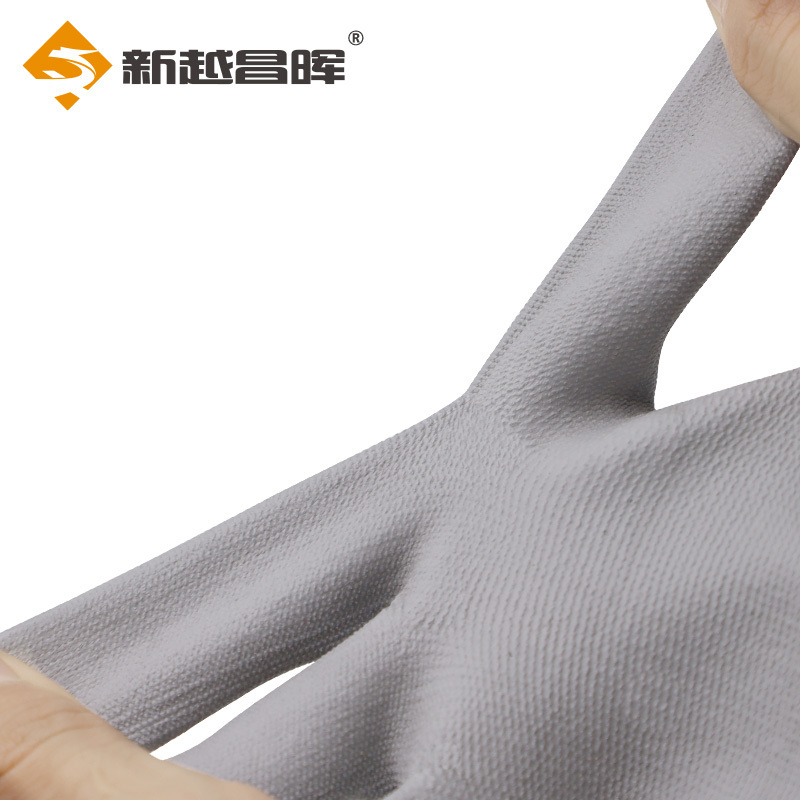 新越昌晖PU尼龙涂掌劳保手套 浸胶挂胶耐磨透气轻便防滑工作防护劳保手套 PU508 灰色12副/L码