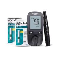 罗氏(ROCHE)活力型家用全自动智能免调码滴入式血糖仪套装【血糖仪+25片试纸+25采血针】