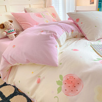 被套单件128x68被罩纯棉单人宿舍被单被套1.5四件套四季通用_788 180x220cm单被套【精梳婴孕可用】 草莓酸奶【亲肤柔软裸睡】