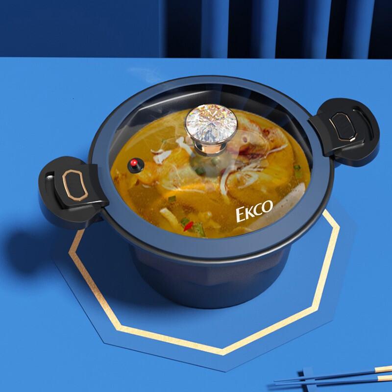 康宁威尔蓝微压炒锅锅具套装EKCO威尔蓝微压蒸汤锅单件装高清大图