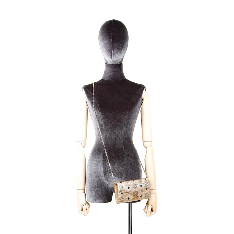 MCM 奢侈品 Patricia 女士香槟金色涂层人造革单肩斜挎链条包钱包小包 MYL8APA30T1001