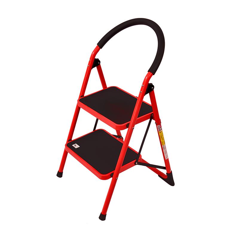 好企来 碳钢 2步圆扶手钢管梯 红 BY—0045 1米/架高清大图