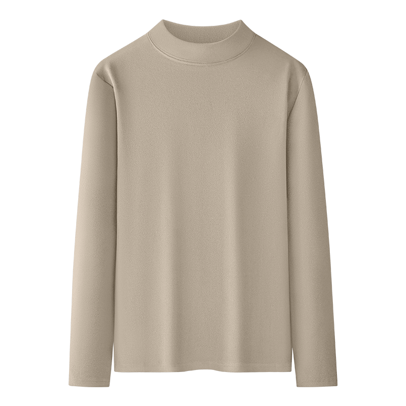 猫人男士双面绒半高领长袖t恤男德绒磨毛打底衫修身内搭保暖上衣280g高清大图