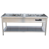 规格[1800*700*800五格下下平板]商用快餐保温台电热售饭台不锈钢保温汤池暖菜粥炉饭堂快餐车