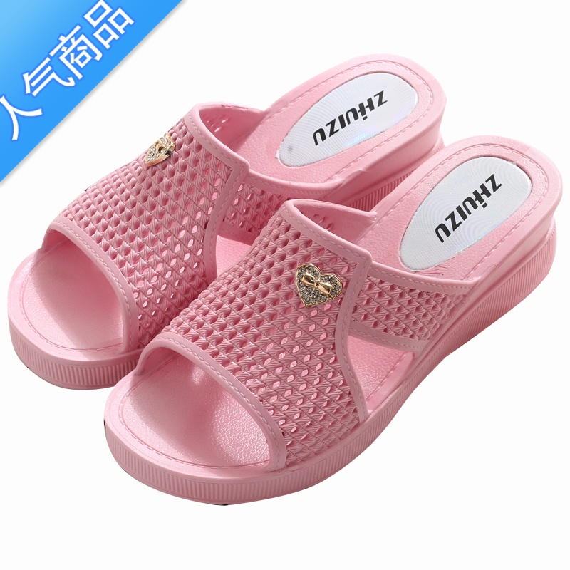 SUNTEK拖鞋女夏季室内坡跟高跟居家浴室防滑女士托鞋夏天厚底家居凉拖鞋高清大图