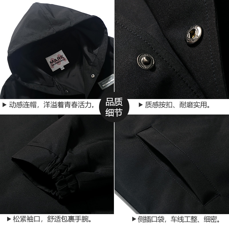 马克华菲工装外套男2022秋季新款易搭趣味印花图案潮流连帽夹克
