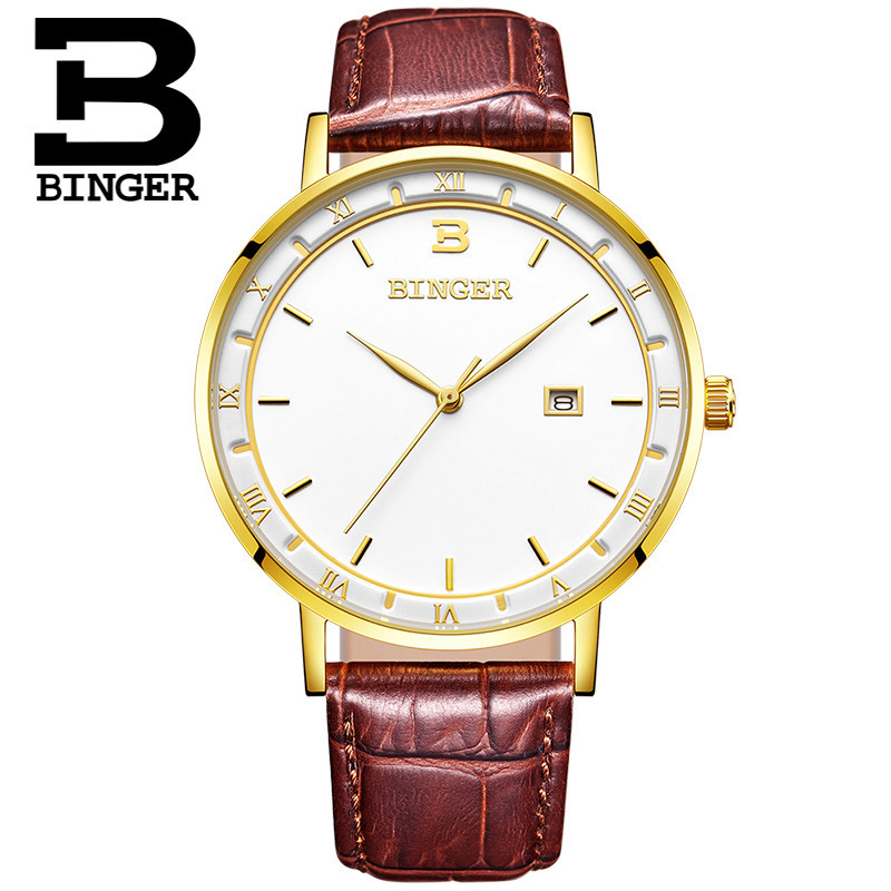 宾格binger手表瑞士三眼防水石英表男士运动时尚赛车计时男表黑色运动