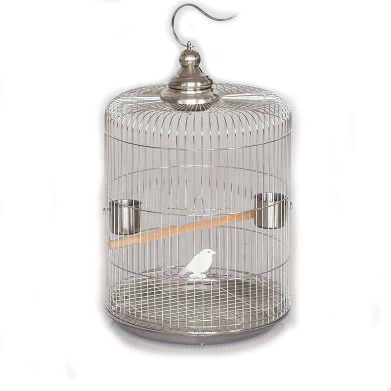 不锈钢鸟笼子大号圆形鹩哥八哥画眉鸟牡丹鹦鹉鸟笼小号金属笼全套高清大图