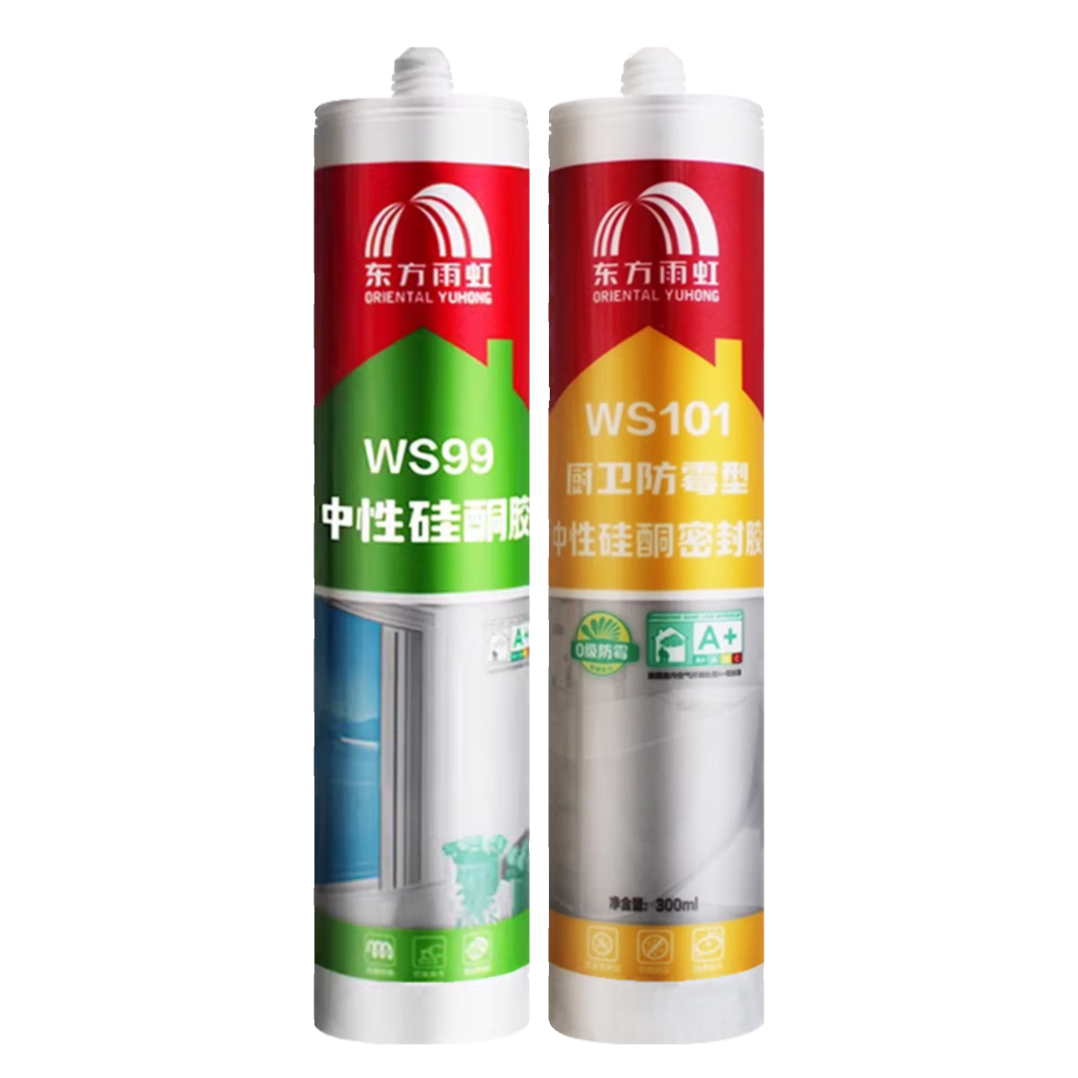 雨虹玻璃胶中性硅酮密封胶快干型防水透明胶厨卫长效防霉用瓷白胶 WS101厨卫防霉型[300ml透明]高清大图