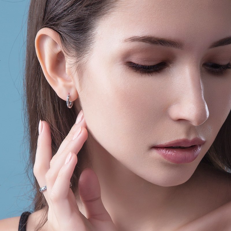 海盗船银饰新款平安纹耳环女欧美潮人复古银耳钉个性冷淡风耳坠潮