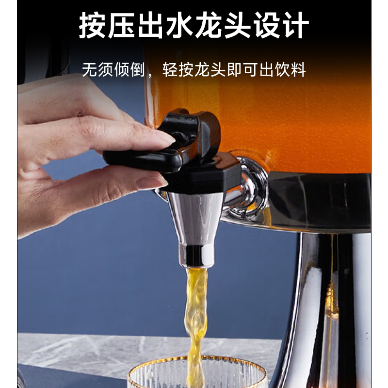佰晟小智 商用不锈钢果汁鼎 酒店西餐单头果汁桶饮料机自助冷饮 SFT0028[单头8L]高清大图