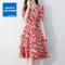 真维斯旗下JSW碎花雪纺连衣裙夏季新款V领韩版收腰显瘦气质温柔风