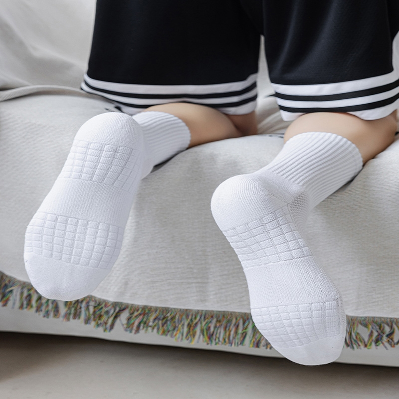 白色男士袜子闪电客毛巾底加厚吸汗透气中筒袜篮球运动纯色男生跑步