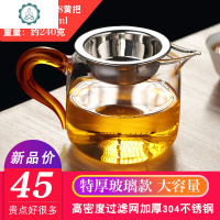 哲明 茶漏公道杯套装 加厚过滤网玻璃茶海过滤分茶器耐热带把一体 封后 boD-18-黄把(一体式)茶具