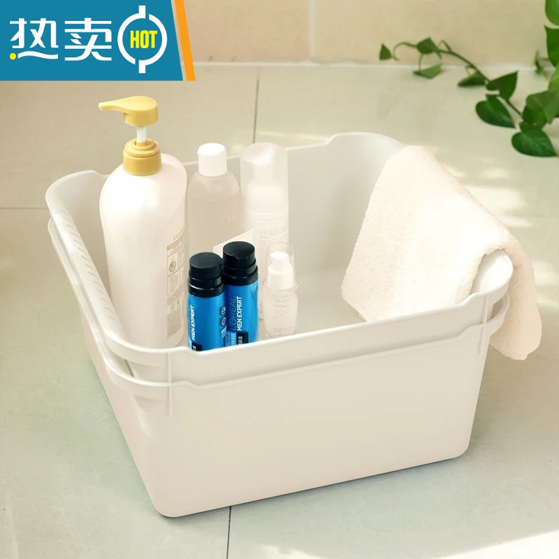 XIANCAI加厚塑料脸盆家用大号长方形水池盆厨房洗菜盆浴室脚盆圆形收纳框 中号白色