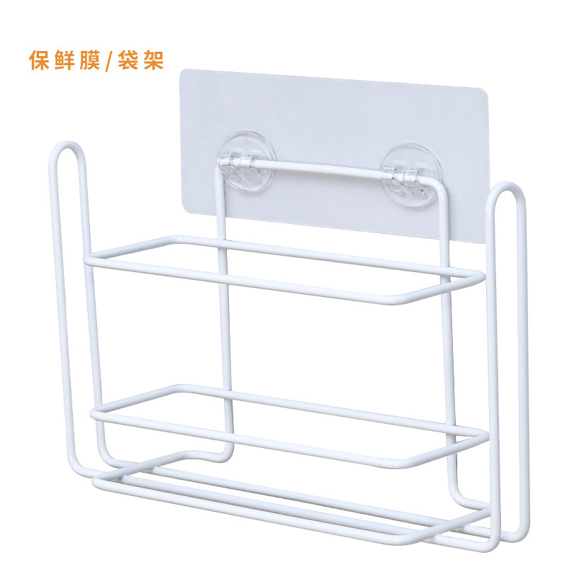 保鲜膜收纳架免打孔冰箱挂架侧壁挂架厨房纸巾架置物架保鲜袋架子收纳层架三维工匠 【高光白】保鲜膜架