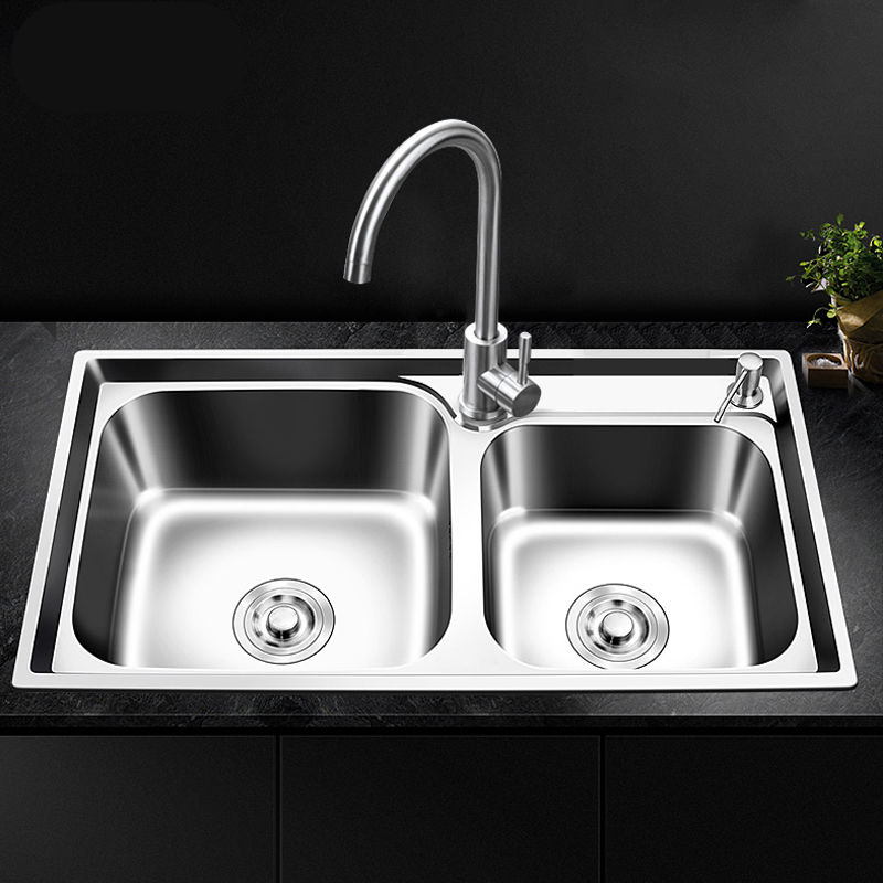 厨房304不锈钢水水池 闪电客加厚拉丝洗菜盆双洗碗池洗菜池水盆双盆
