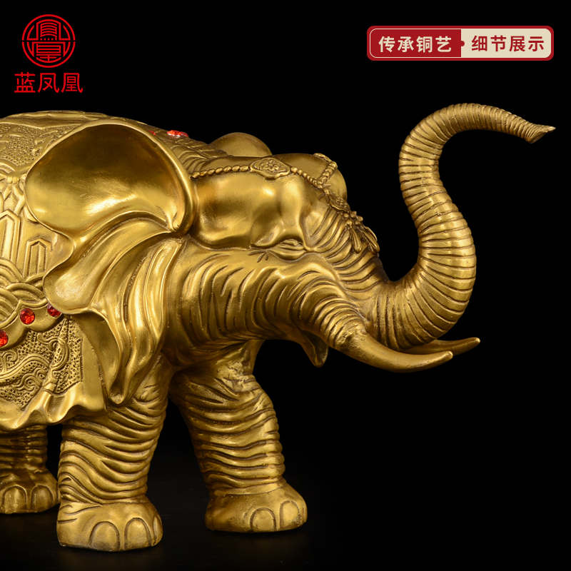 家柏饰(CORATED)铜象摆件铜大象象一对吸水象特大号铜象工艺品 15号吸水象直鼻单只高清大图