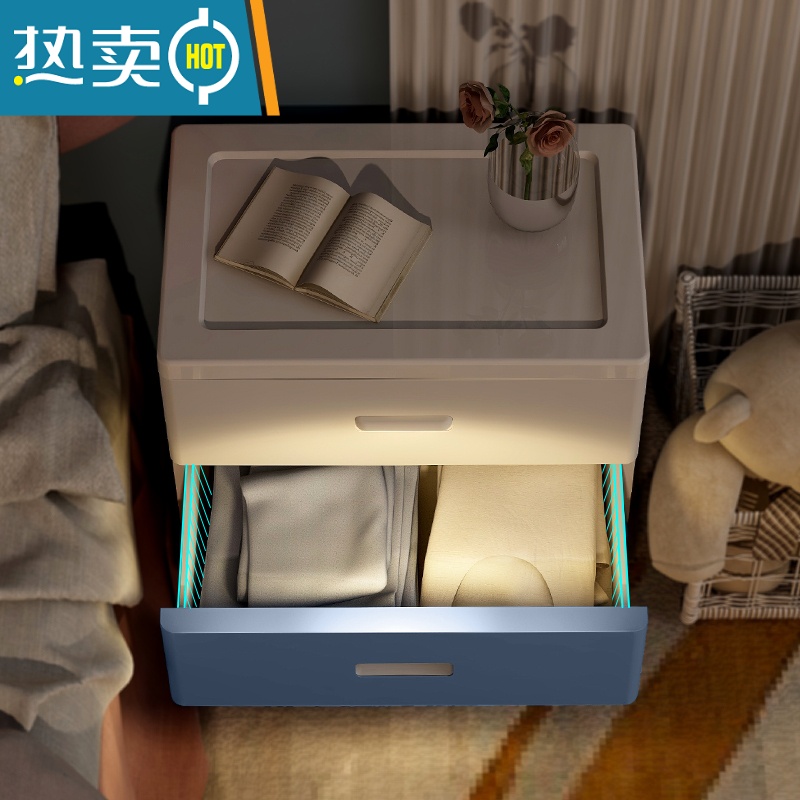 敬平床头加厚抽屉式收纳柜创意婴儿童衣柜玩具储物柜子多层夹缝置物架高清大图