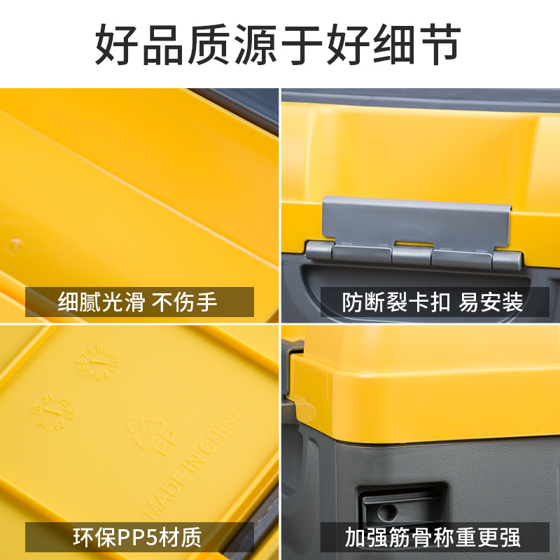 悦卡汽车后备箱收纳箱 车载多功能车内尾箱整理箱置物用品 R系列折叠储物箱 灰黄大号-70L