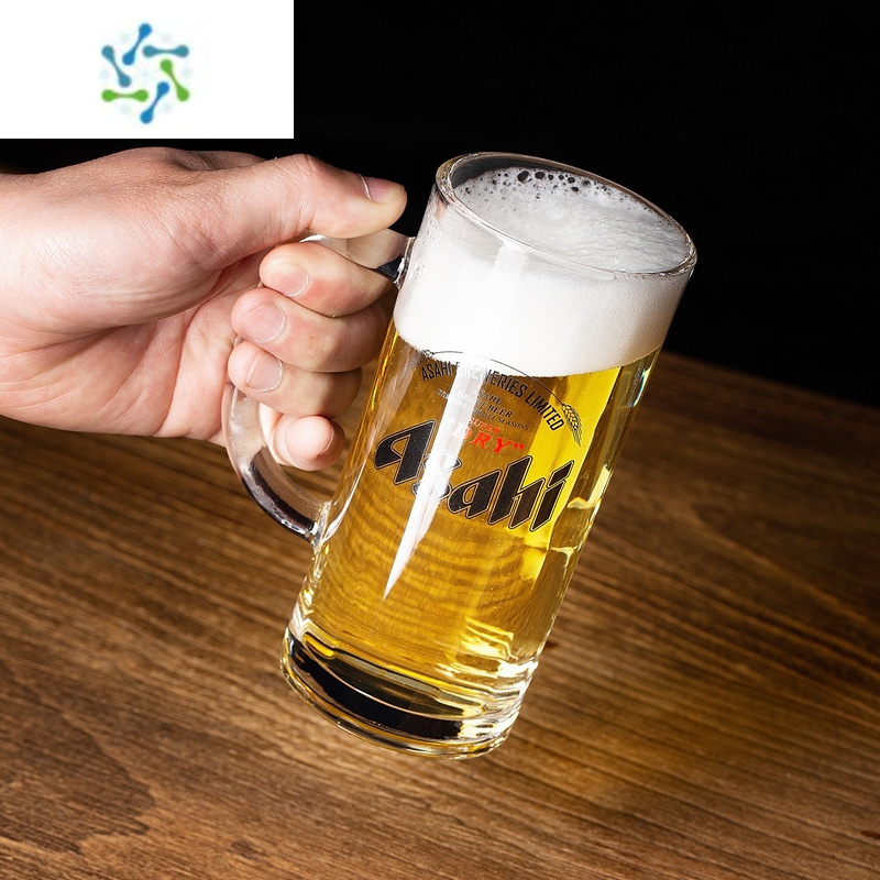 三维工匠日式朝日啤酒杯料理店专用喝酒杯子Asahi酒杯家用玻璃杯商用 朝日610把杯
