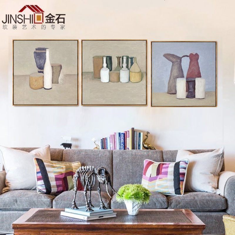 抽象画客厅欧式装饰画背景墙挂画餐厅卧室静物油画三联画壁画