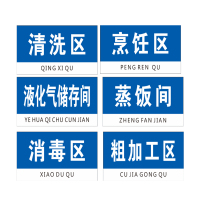 花辰 蓝底白字厨房标识牌250*120mm透明进口亚克力UV