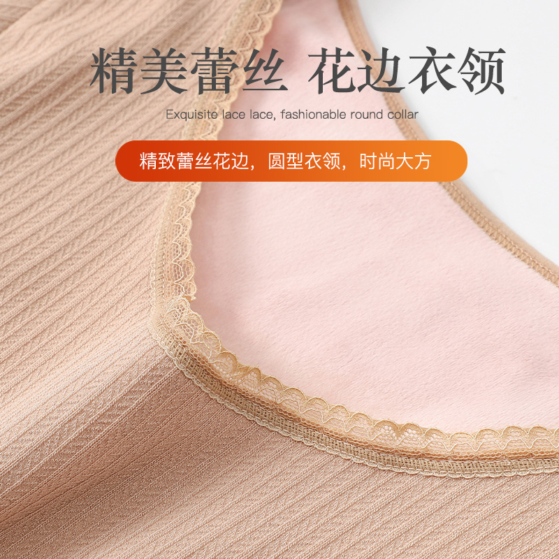 浪莎保暖内衣女士加厚加绒冬季修身美体打底中老年人秋衣秋裤套装高清大图