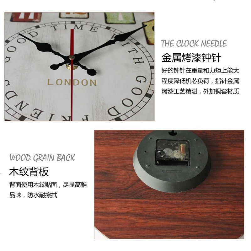 美式复古挂钟家用现代装饰创意客厅钟表酒吧咖啡理店厅个性时钟