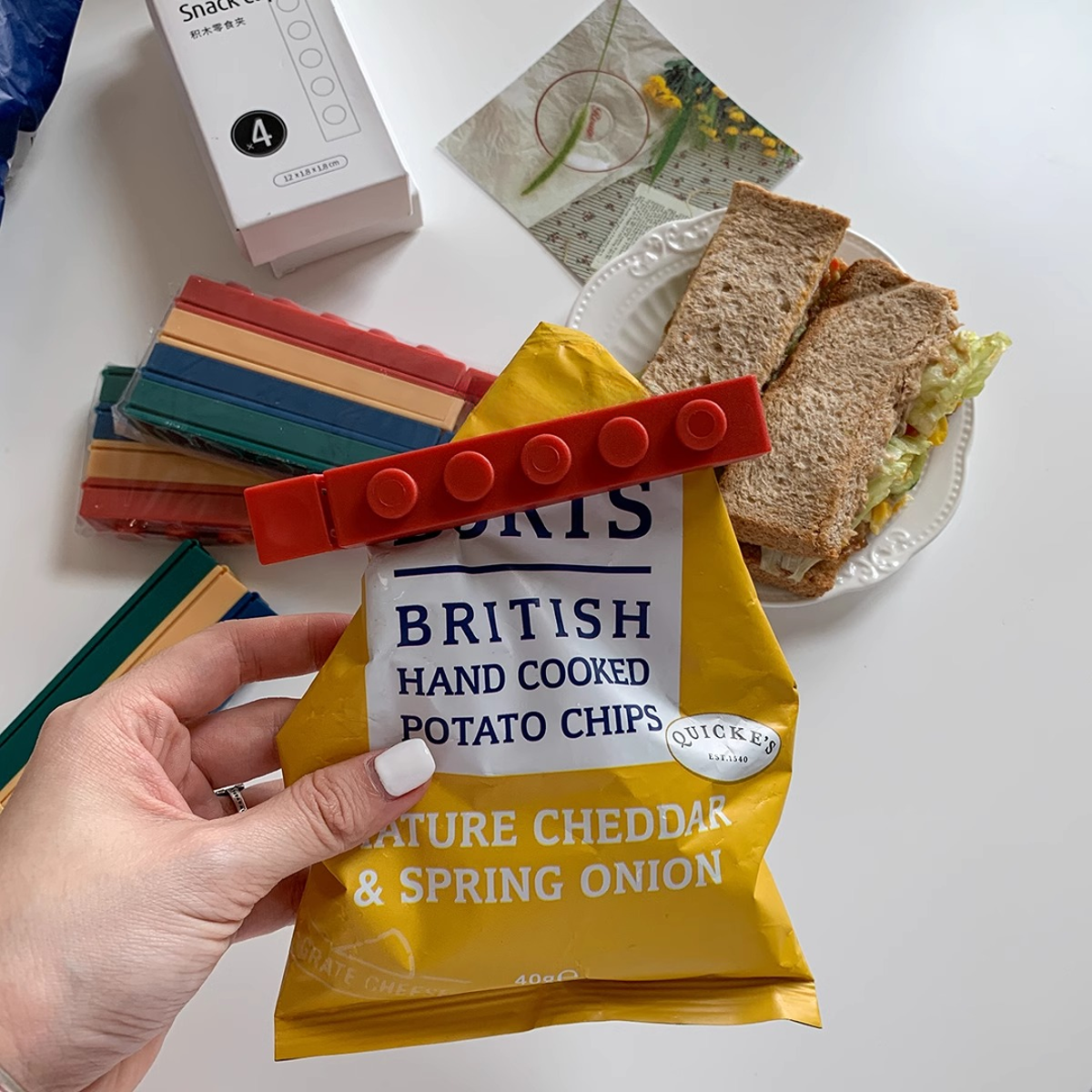 食品密封夹积木创意塑料保鲜夹零食袋子多功能家用厨房防潮密封器-混款-4个/1盒高清大图