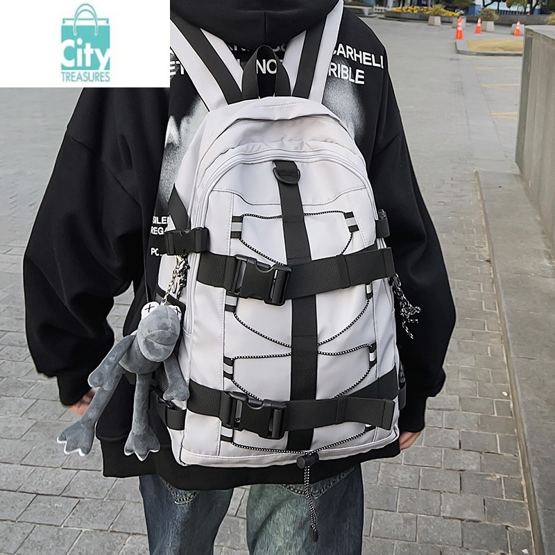 bangdou双肩包男ins潮酷滑板书包大高中生大容量16寸电脑双肩包