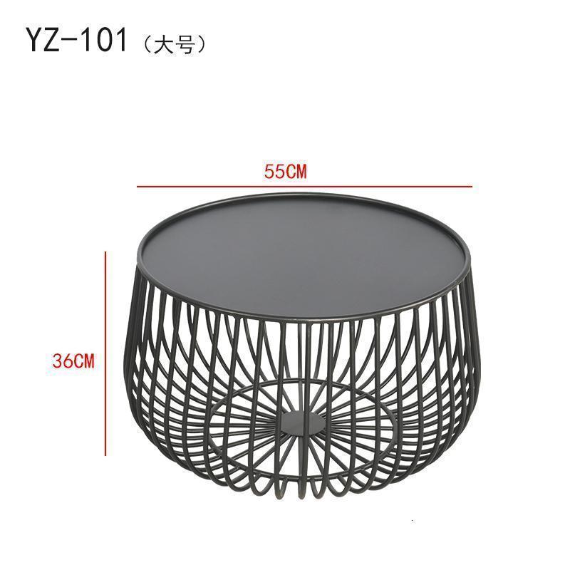 森美人简约创意圆形茶几现代组合小户型沙发边几客厅瓜花几置物架 YZ-101茶几（大号黑色）整装