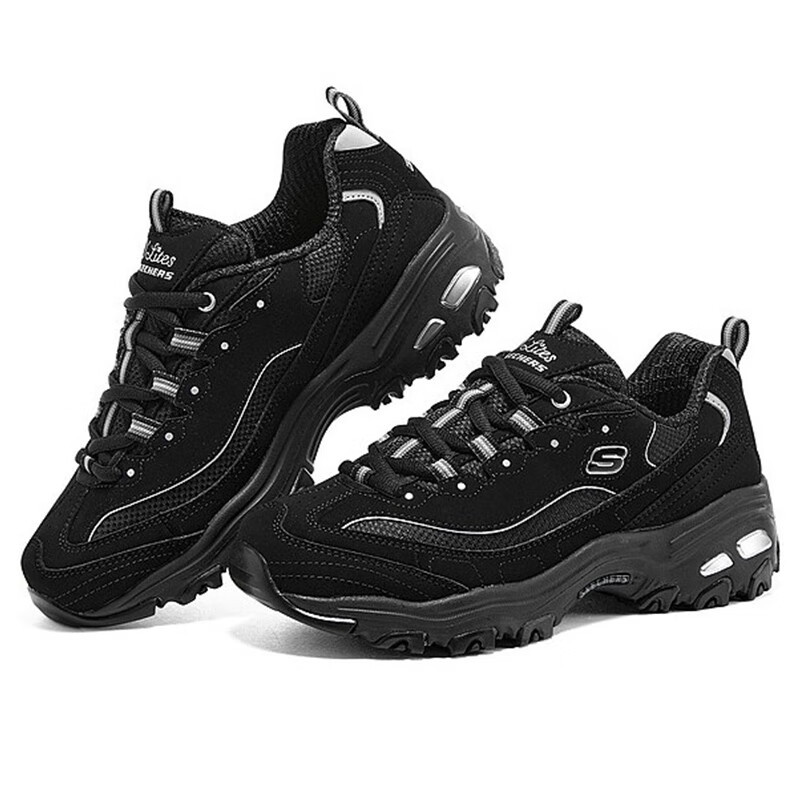 斯凯奇(Skechers)女鞋2023秋季新款黑武士运动鞋厚底增高老爹鞋经典复古透气休闲鞋 66666179-BBK 3