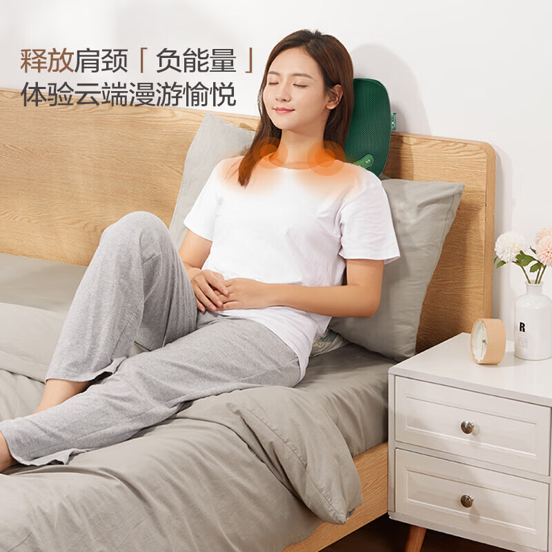 松下(Panasonic)颈椎按摩器车载家用颈部腰部肩部多功能肩颈按摩枕EW-DA60 墨绿色高清大图