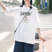唐狮 短袖T恤女夏季新款正肩上衣圆领俏皮可爱清新小衫ins