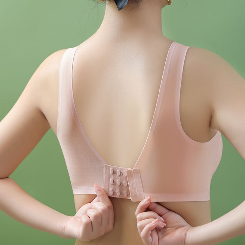 美背文胸内衣女无钢圈聚拢乳胶胸罩薄款大码一体背心式防下垂 1件天肤 L码100-120斤