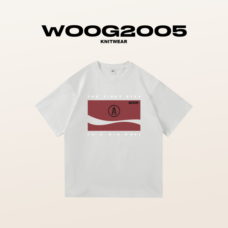 WOOG2005字母印花100纯棉短袖ins潮牌2022年夏季新款打底衫纯色t