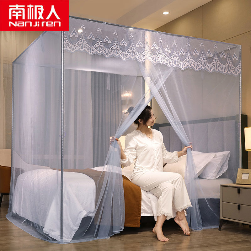 蚊帐家用带支架固定1.8m床1.5m2米宫廷落地纹账防蚊罩帐床高清大图