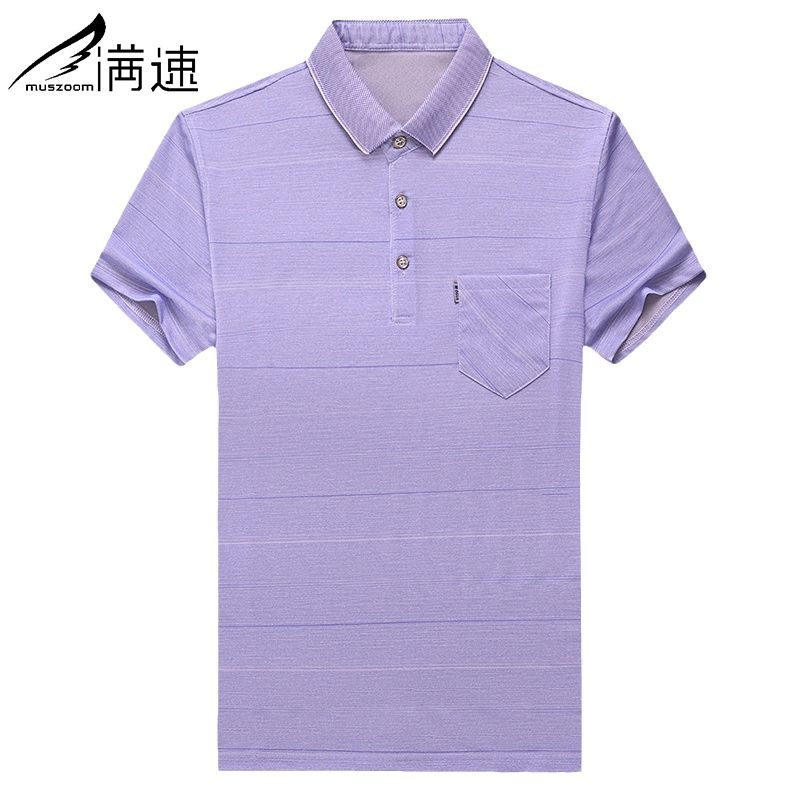 满速条纹短袖t恤男商务爸爸夏装新款翻领休闲父亲节polo衫男短袖
