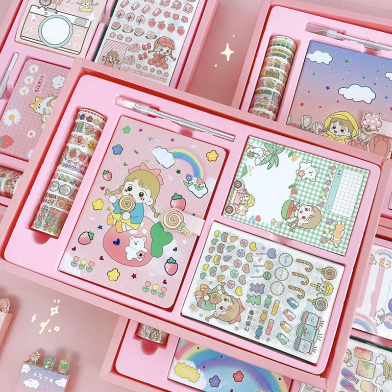 如华福禄手账套装礼盒网红少女心可爱手帐本素材工具材料全套学生