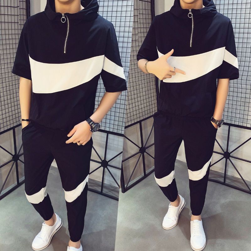 梵克公牛男装一套衣服搭配流帅气卫衣套装社会人修身网红套装夏季精神