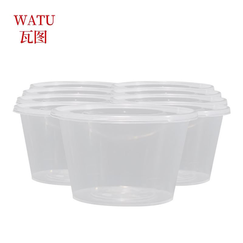 瓦图 一次性饭盒快餐外卖打包盒PP塑料餐盒圆盒1000ml 300个装高清大图