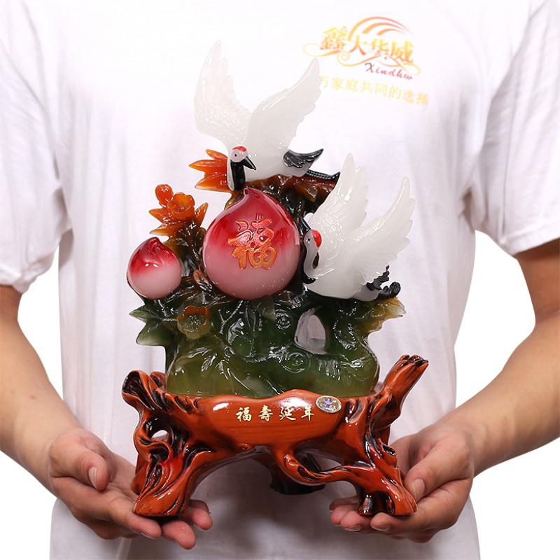 美帮汇松鹤延年寿桃摆件大号送老人的生日送长辈老年人实用祝寿贺寿高清大图
