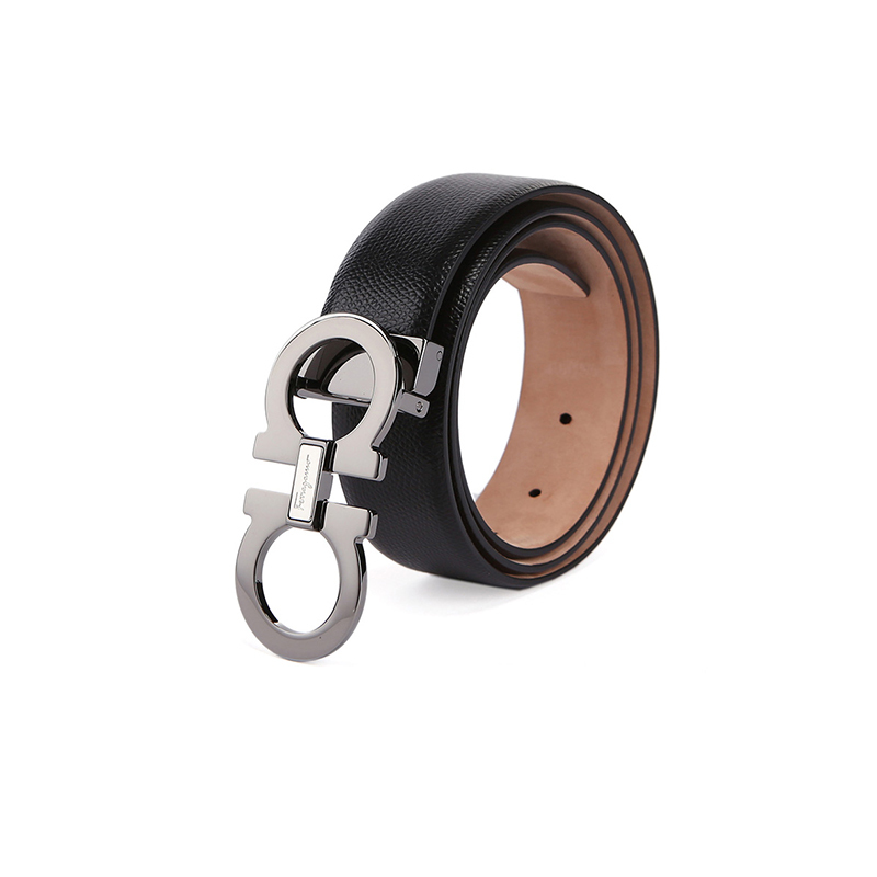 Ferragamo 菲拉格慕 男士牛皮板扣皮带腰带 黑色 110CM 679493 0671453