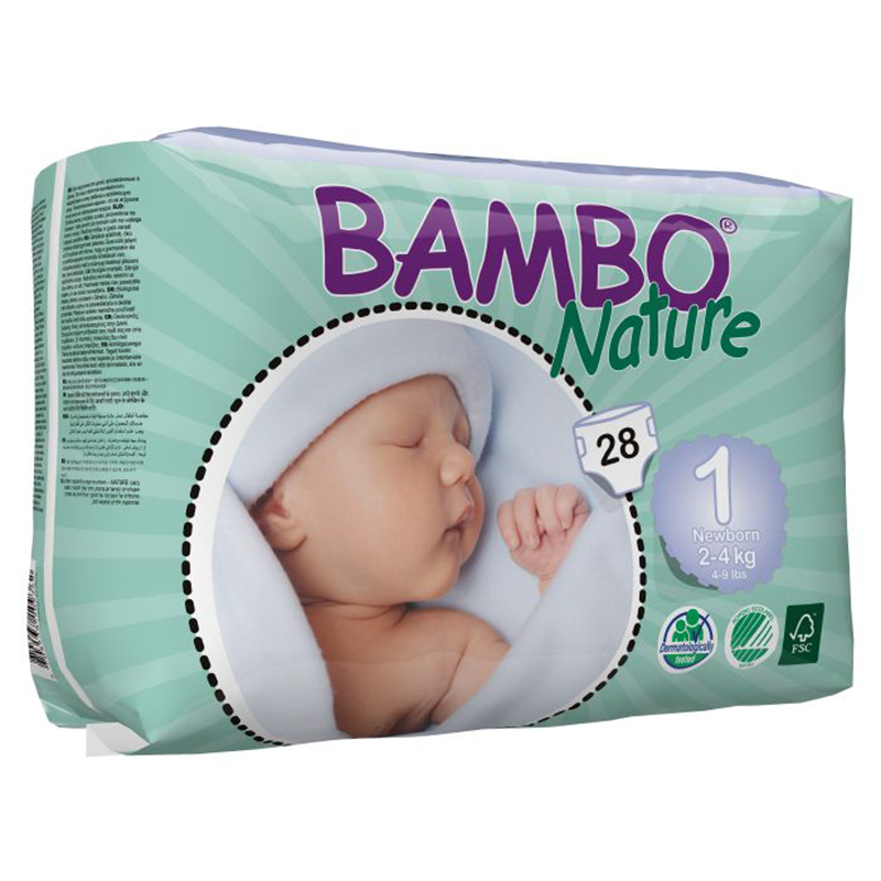 [香港行貨]Bambo Nature班博 綠色嬰兒紙尿片1號(初生)28片