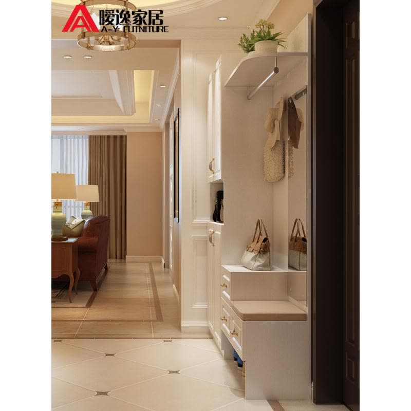 森美人鞋柜简约现代厅柜多功能玄关柜客厅隔断柜进衣帽组合带换鞋凳图片